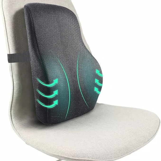 Sleepsia Lumbar Support Memory Foam Orthopedic Back Cushion – Back Rest Cushion for Car, Chair and Office Chair (17.5'' L× 15.5'' W × 5.5'' H) Black