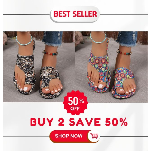 🎁 Last Day Promotion 49% OFF 🌺 Lightweight Bohemian Flower-Printed Slide Sandals