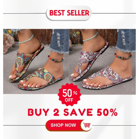 🎁 Last Day Promotion 49% OFF 🌺 Lightweight Bohemian Flower-Printed Slide Sandals