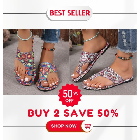 🎁 Last Day Promotion 49% OFF 🌺 Lightweight Bohemian Flower-Printed Slide Sandals