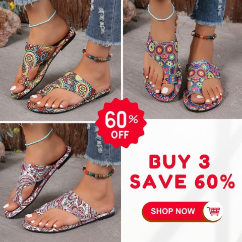 🎁 Last Day Promotion 49% OFF 🌺 Lightweight Bohemian Flower-Printed Slide Sandals