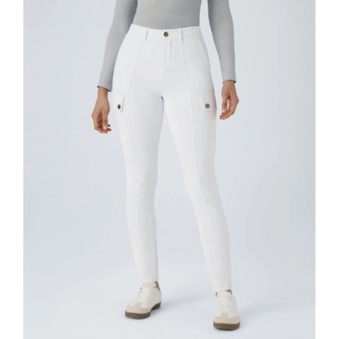 High Waisted Zipper Pockets Solid Skinny Cargo Pants