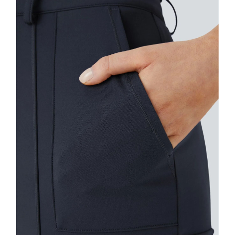 High Waisted Zipper Pockets Solid Skinny Cargo Pants