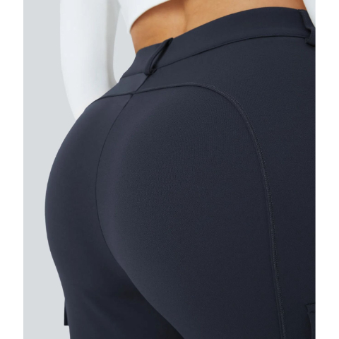 High Waisted Zipper Pockets Solid Skinny Cargo Pants