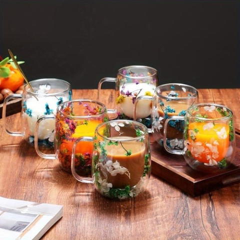 🎅Christmas Pre Sale 🎄🌸Transparent Double Glass Flower Tea Cup