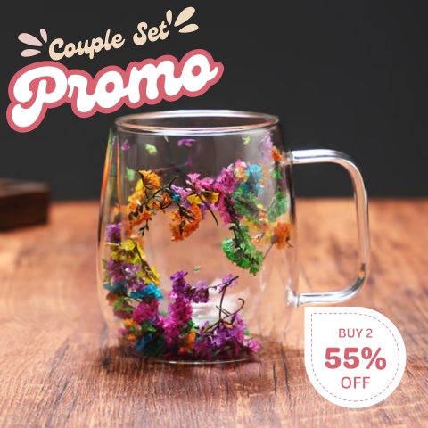 🎅Christmas Pre Sale 🎄🌸Transparent Double Glass Flower Tea Cup