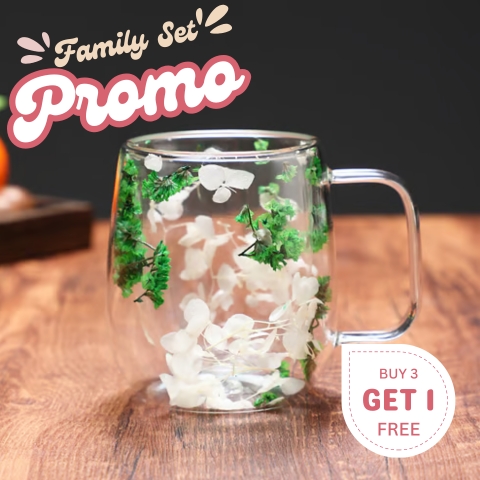 🎅Christmas Pre Sale 🎄🌸Transparent Double Glass Flower Tea Cup