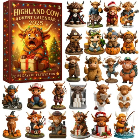 🐮Highland Cow Advent Calendar 2025🎄✨ - 3D Handmade Highland Cow Doll (24Pcs)