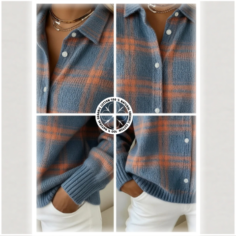 ✨CLEARANCE SALE 45% OFF🔥 Women’s Plaid Print Casual Cotton Buttoned Cardigan Sweater