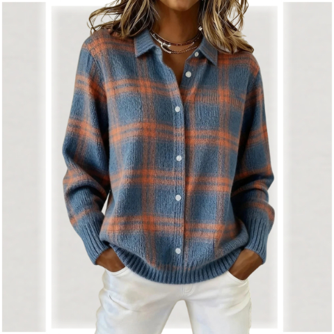 ✨CLEARANCE SALE 45% OFF🔥 Women’s Plaid Print Casual Cotton Buttoned Cardigan Sweater