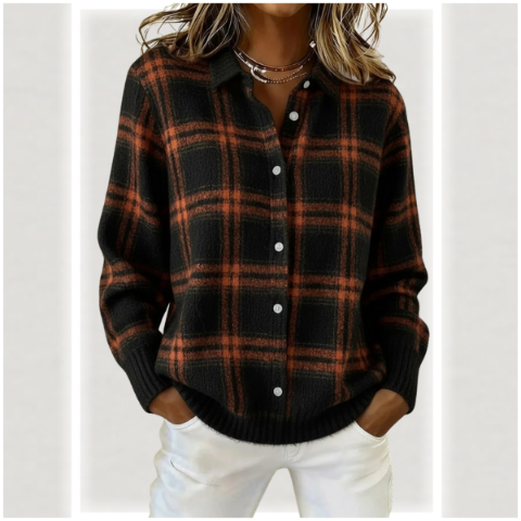 ✨CLEARANCE SALE 45% OFF🔥 Women’s Plaid Print Casual Cotton Buttoned Cardigan Sweater