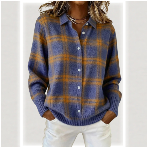 ✨CLEARANCE SALE 45% OFF🔥 Women’s Plaid Print Casual Cotton Buttoned Cardigan Sweater