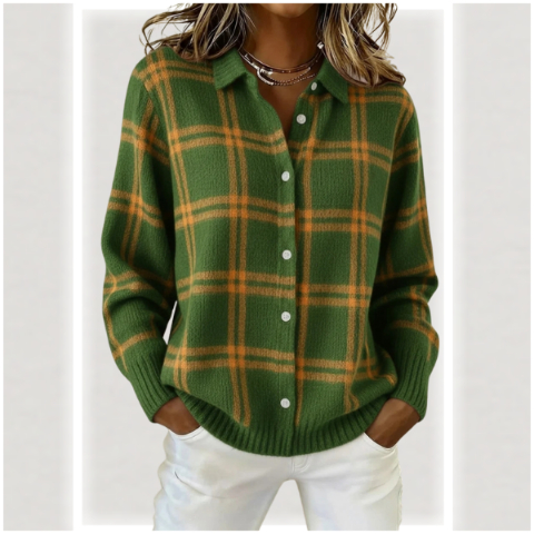 ✨CLEARANCE SALE 45% OFF🔥 Women’s Plaid Print Casual Cotton Buttoned Cardigan Sweater