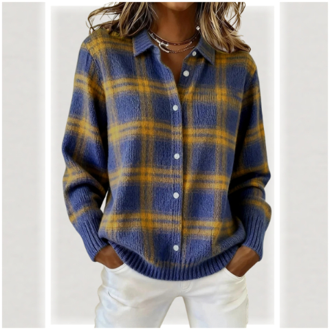 ✨CLEARANCE SALE 45% OFF🔥 Women’s Plaid Print Casual Cotton Buttoned Cardigan Sweater