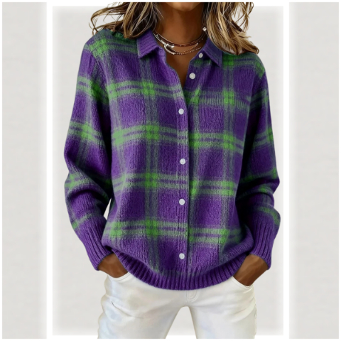 ✨CLEARANCE SALE 45% OFF🔥 Women’s Plaid Print Casual Cotton Buttoned Cardigan Sweater