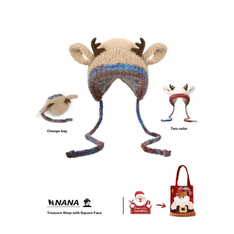 🎁🎄Christmas Sale 49% OFF! 🦌Original design Festive Christmas Antler Hat🧶