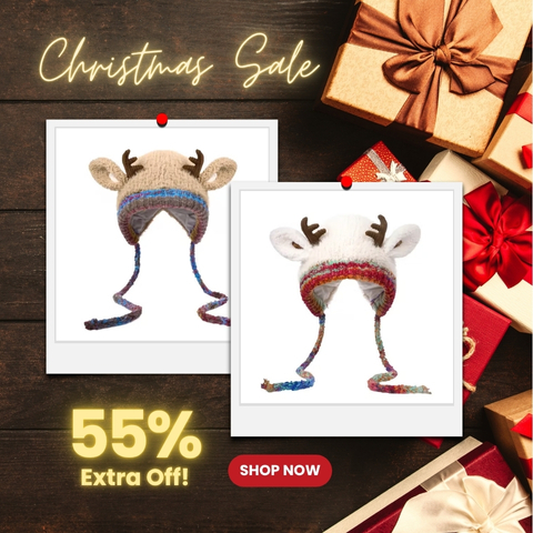 🎁🎄Christmas Sale 49% OFF! 🦌Original design Festive Christmas Antler Hat🧶