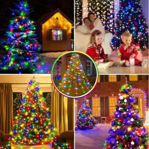 🎄Christmas Tree Waterfall Lights with Ring