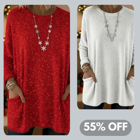 🎄 New Arrivals🔥 Christmas Sparkling Loose Pocket Pullover Sweater