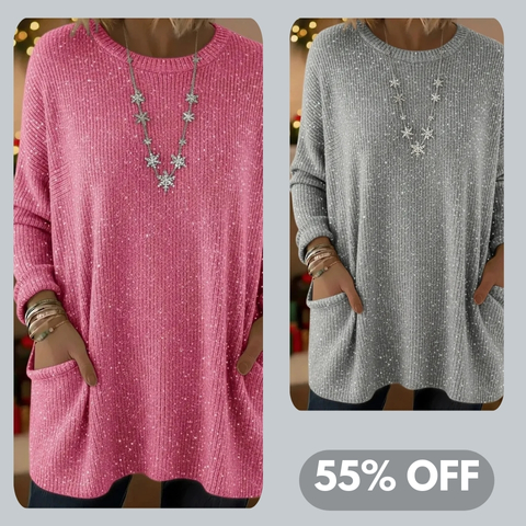 🎄 New Arrivals🔥 Christmas Sparkling Loose Pocket Pullover Sweater