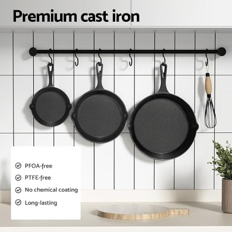 Solidteknics AUS-ION™ Cast Iron Frying Pan – Non-Toxic Non-Stick Skillet for Induction & Everyday Cooking