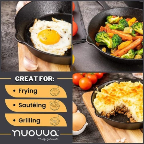 Solidteknics AUS-ION™ Cast Iron Frying Pan – Non-Toxic Non-Stick Skillet for Induction & Everyday Cooking