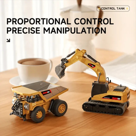 🚜 1/64 Premium Alloy Mini RC Construction Set – Forklift, Excavator & Dump Truck