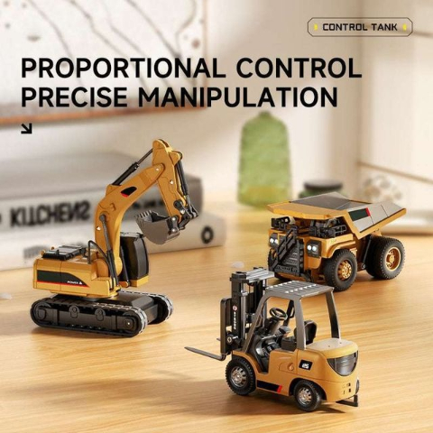 🚜 1/64 Premium Alloy Mini RC Construction Set – Forklift, Excavator & Dump Truck