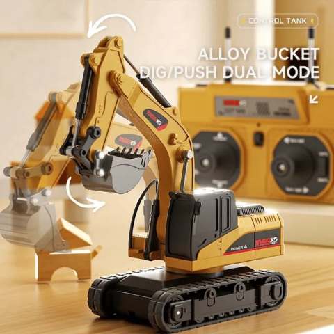 🚜 1/64 Premium Alloy Mini RC Construction Set – Forklift, Excavator & Dump Truck