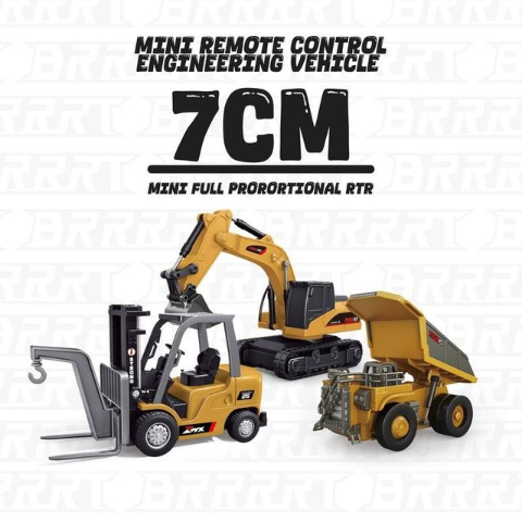 🚜 1/64 Premium Alloy Mini RC Construction Set – Forklift, Excavator & Dump Truck