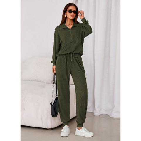 Women's Fall 2 Piece Lounge Sets Zip Up Sweatshirt Jogger Pants Sweat Track Suits Travel Outfit Winter Clothing