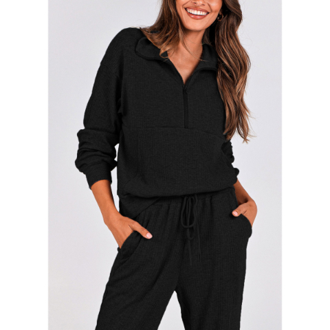 Women's Fall 2 Piece Lounge Sets Zip Up Sweatshirt Jogger Pants Sweat Track Suits Travel Outfit Winter Clothing
