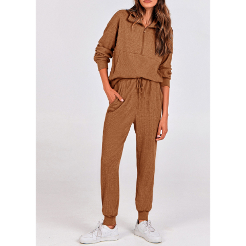 Women's Fall 2 Piece Lounge Sets Zip Up Sweatshirt Jogger Pants Sweat Track Suits Travel Outfit Winter Clothing