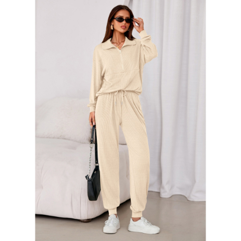 Women's Fall 2 Piece Lounge Sets Zip Up Sweatshirt Jogger Pants Sweat Track Suits Travel Outfit Winter Clothing