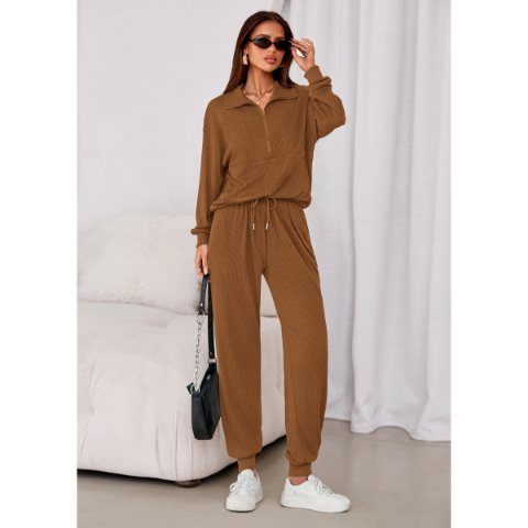 Women's Fall 2 Piece Lounge Sets Zip Up Sweatshirt Jogger Pants Sweat Track Suits Travel Outfit Winter Clothing