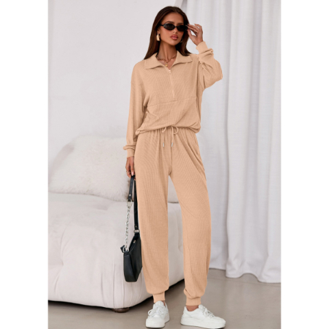 Women's Fall 2 Piece Lounge Sets Zip Up Sweatshirt Jogger Pants Sweat Track Suits Travel Outfit Winter Clothing
