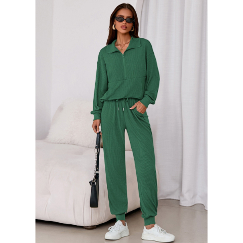 Women's Fall 2 Piece Lounge Sets Zip Up Sweatshirt Jogger Pants Sweat Track Suits Travel Outfit Winter Clothing