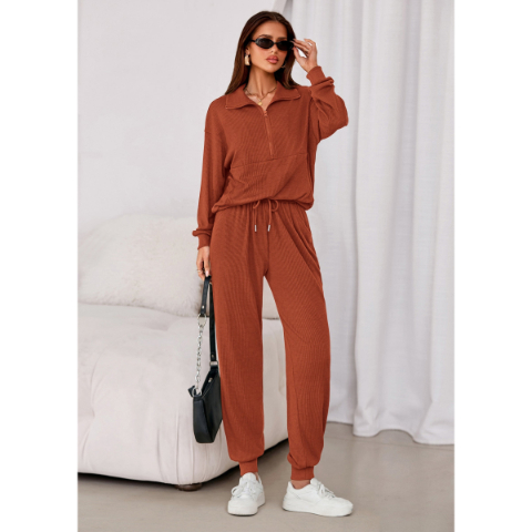 Women's Fall 2 Piece Lounge Sets Zip Up Sweatshirt Jogger Pants Sweat Track Suits Travel Outfit Winter Clothing
