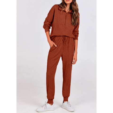 Women's Fall 2 Piece Lounge Sets Zip Up Sweatshirt Jogger Pants Sweat Track Suits Travel Outfit Winter Clothing