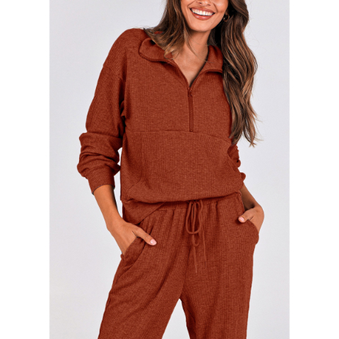 Women's Fall 2 Piece Lounge Sets Zip Up Sweatshirt Jogger Pants Sweat Track Suits Travel Outfit Winter Clothing