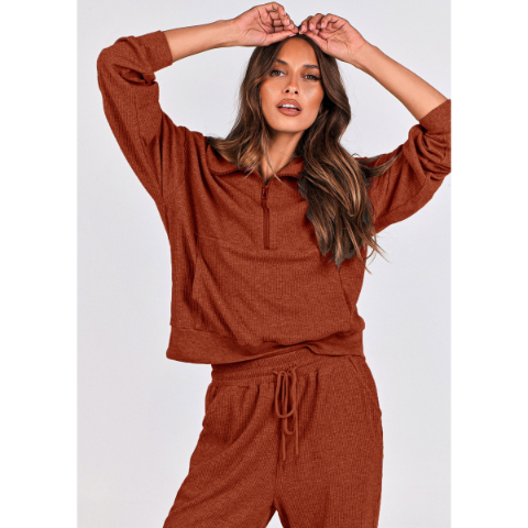 Women's Fall 2 Piece Lounge Sets Zip Up Sweatshirt Jogger Pants Sweat Track Suits Travel Outfit Winter Clothing