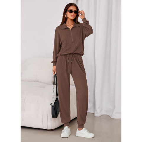 Women's Fall 2 Piece Lounge Sets Zip Up Sweatshirt Jogger Pants Sweat Track Suits Travel Outfit Winter Clothing