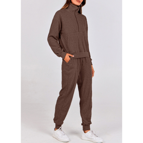 Women's Fall 2 Piece Lounge Sets Zip Up Sweatshirt Jogger Pants Sweat Track Suits Travel Outfit Winter Clothing