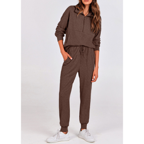 Women's Fall 2 Piece Lounge Sets Zip Up Sweatshirt Jogger Pants Sweat Track Suits Travel Outfit Winter Clothing
