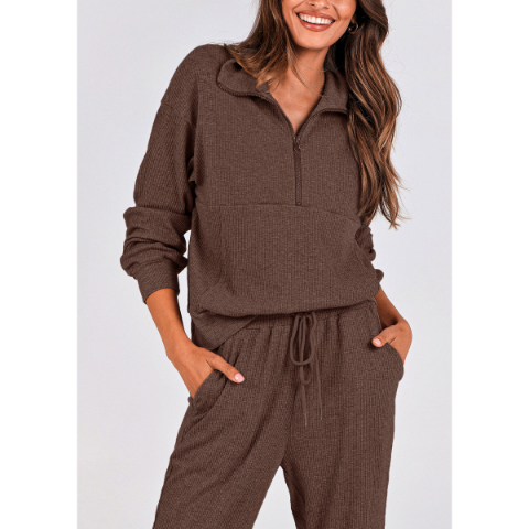 Women's Fall 2 Piece Lounge Sets Zip Up Sweatshirt Jogger Pants Sweat Track Suits Travel Outfit Winter Clothing