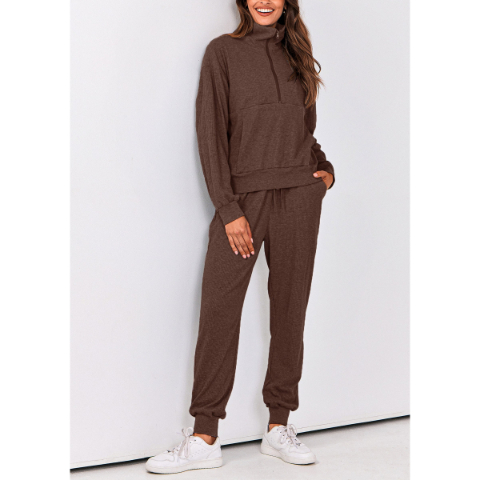 Women's Fall 2 Piece Lounge Sets Zip Up Sweatshirt Jogger Pants Sweat Track Suits Travel Outfit Winter Clothing