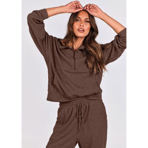 Women's Fall 2 Piece Lounge Sets Zip Up Sweatshirt Jogger Pants Sweat Track Suits Travel Outfit Winter Clothing
