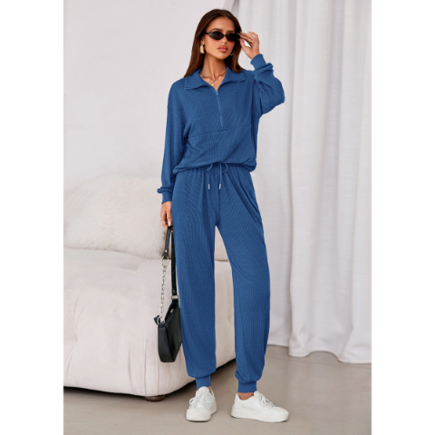 Women's Fall 2 Piece Lounge Sets Zip Up Sweatshirt Jogger Pants Sweat Track Suits Travel Outfit Winter Clothing