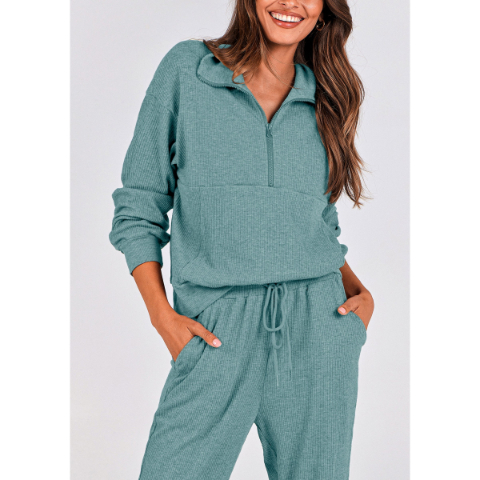 Women's Fall 2 Piece Lounge Sets Zip Up Sweatshirt Jogger Pants Sweat Track Suits Travel Outfit Winter Clothing