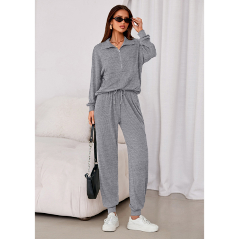 Women's Fall 2 Piece Lounge Sets Zip Up Sweatshirt Jogger Pants Sweat Track Suits Travel Outfit Winter Clothing